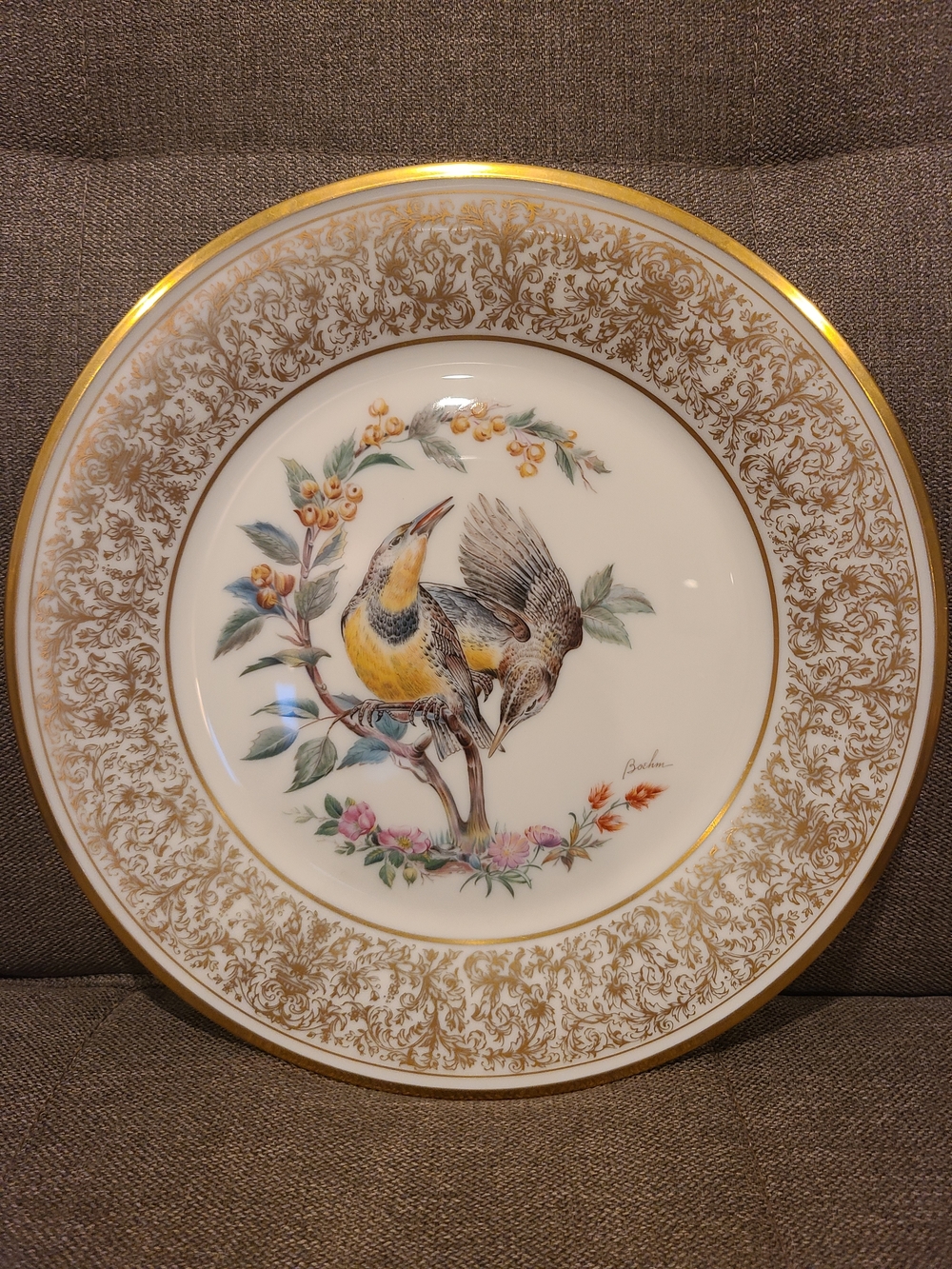 Vintage 1973 Lenox "Meadowlark" collector plate from Edward Marshall Boehm